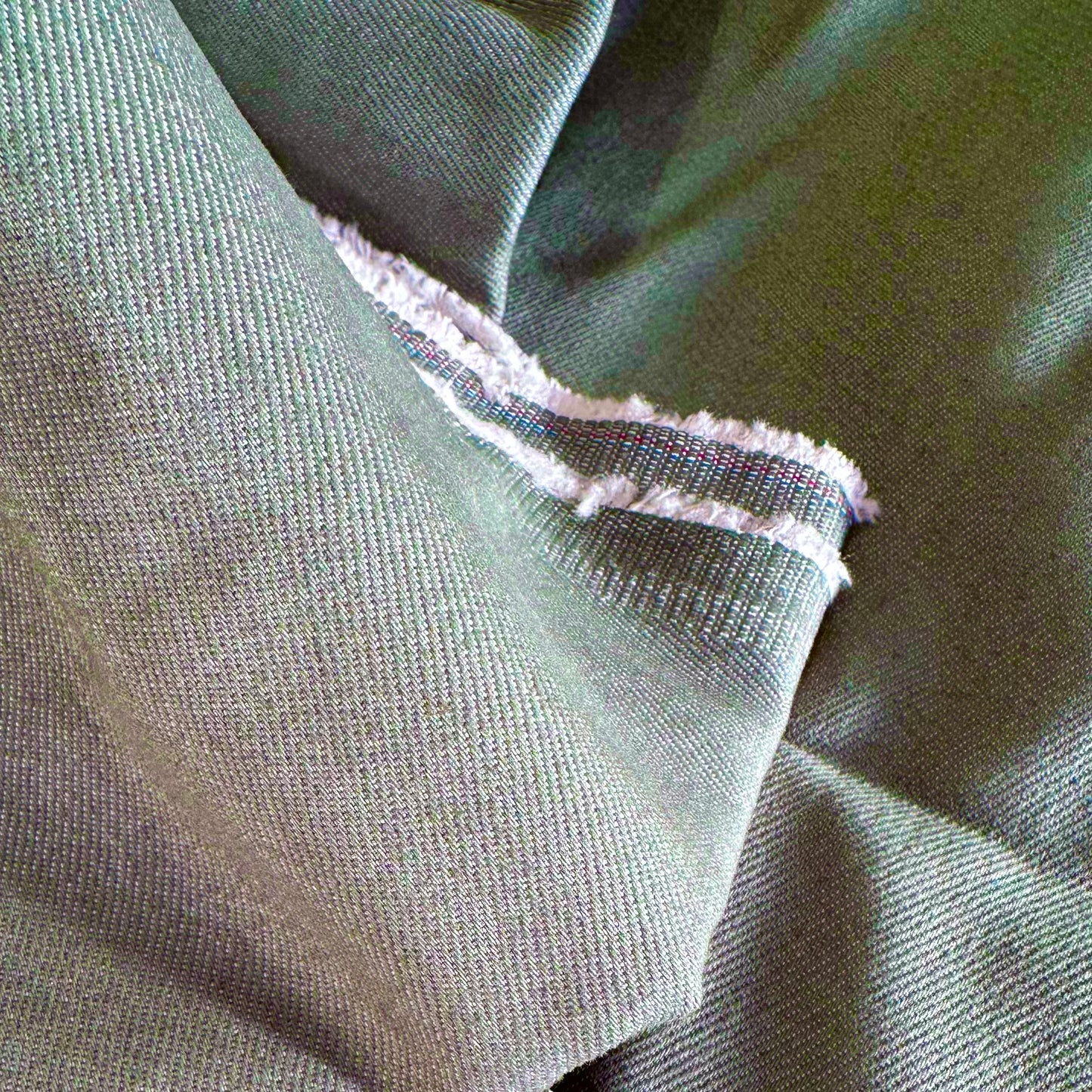 Yarn Dyed Stretch Denim | Sage Green 1.1m Remnant