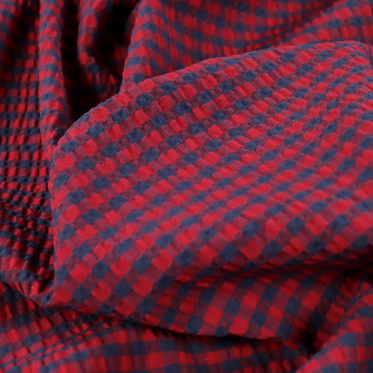 Rowan Gingham Seersucker | Claret & Navy 1.1m Remnant
