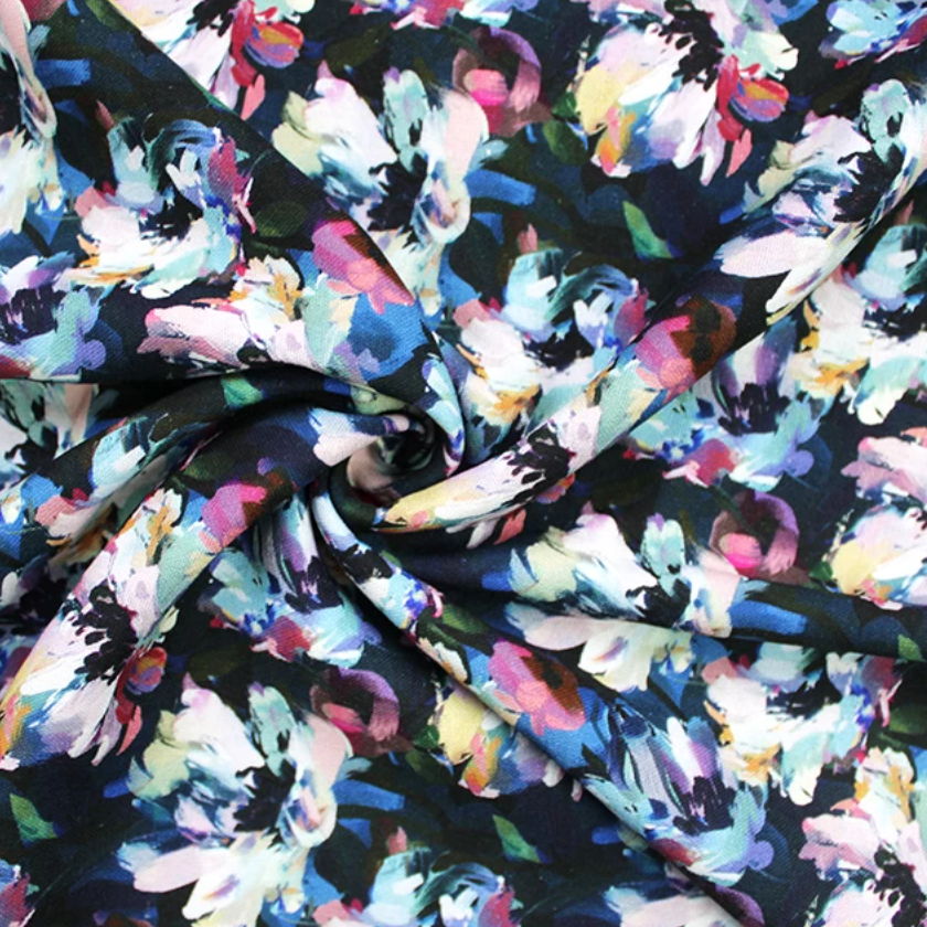 Painted Flowers | Viscose Linen Mix