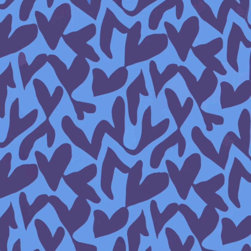 Blue Collage Hearts | Viscose Lawn