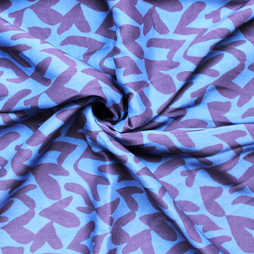 Blue Collage Hearts | Viscose Lawn