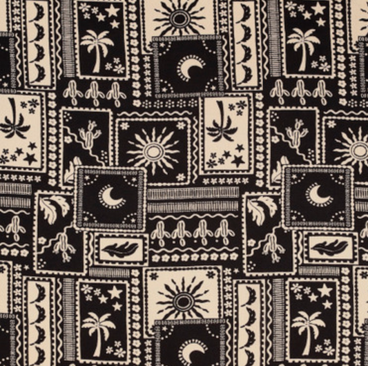 Nou Postcard Viscose Crepe | Black and Ivory