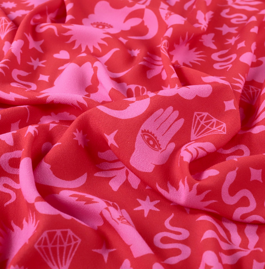 Rune Viscose Crepe | Red & Pink