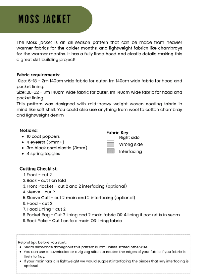 Moss Jacket | PDF Pattern