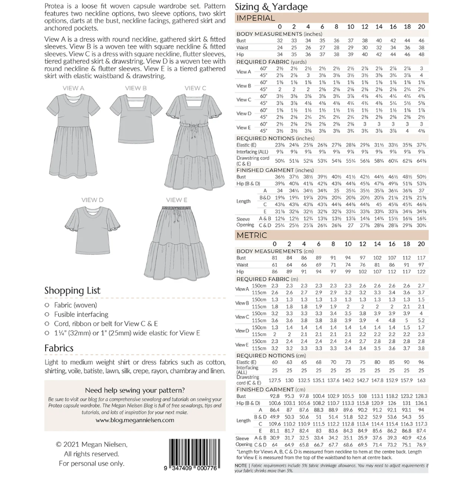 Protea Capsule Wardrobe Set Size 0-20 | Paper Pattern