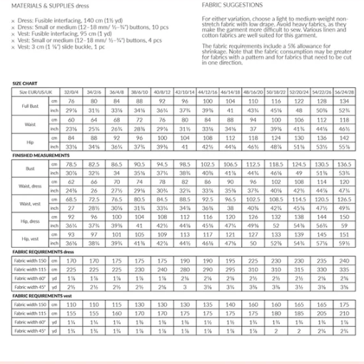 Asteri Dress & Vest Size 4-28 | Paper Pattern