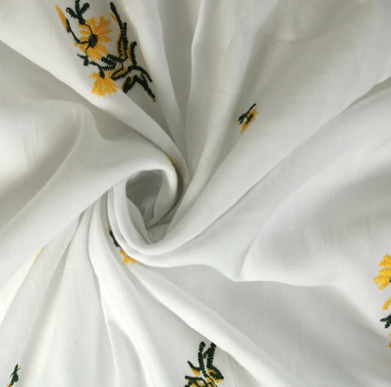 Embroidered Yellow Flowers | Cotton