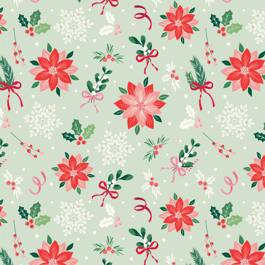 Christmas Poinsettia & Bows | Cotton