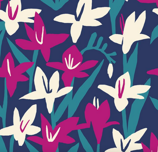 Mindy Floral Navy | Polycotton 1.95m Remnant