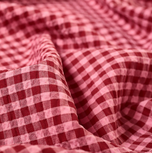 Rowan Gingham Seersucker | Red & Pink