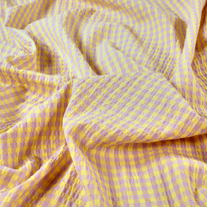 Rowan Gingham Seersucker | Lilac & Yellow