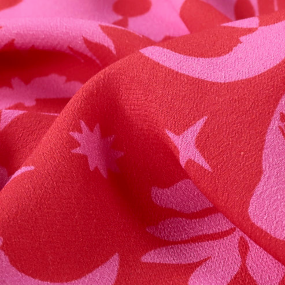Rune Viscose Crepe | Red & Pink