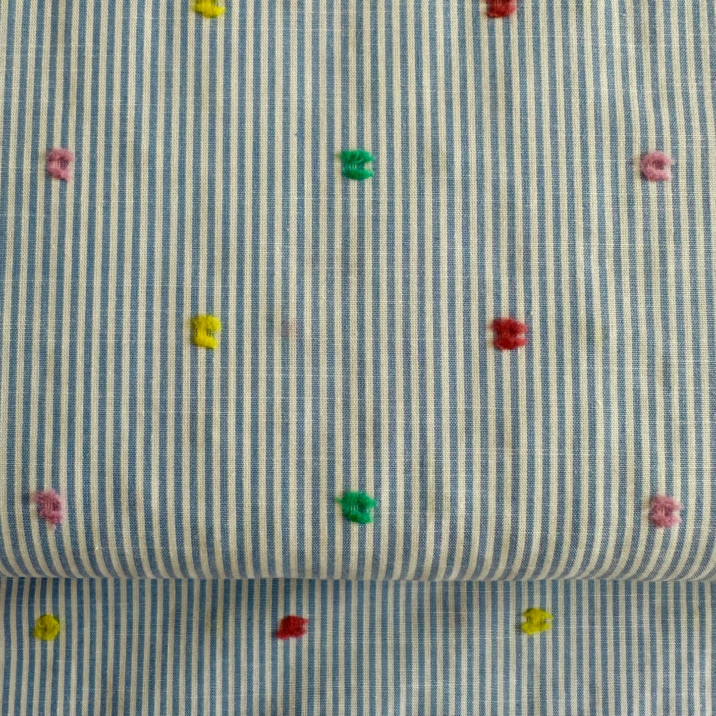 Dobby Spots | Blue & White Pinstripe Cotton Blend