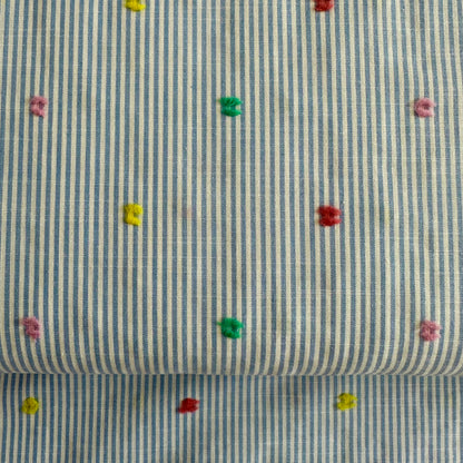 Dobby Spots | Blue & White Pinstripe Cotton Blend