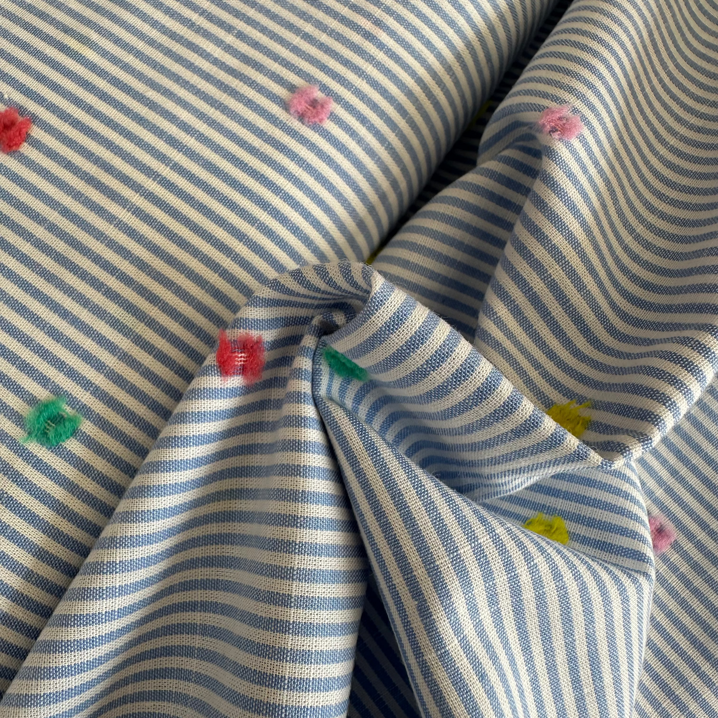 Dobby Spots | Blue & White Pinstripe Cotton Blend