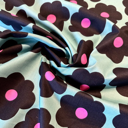 Big Flower Sea Blue | Fine Poplin 0.6m Remnant