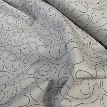 Swirly Lines Grey/Lilac | Cotton 2m Remnant
