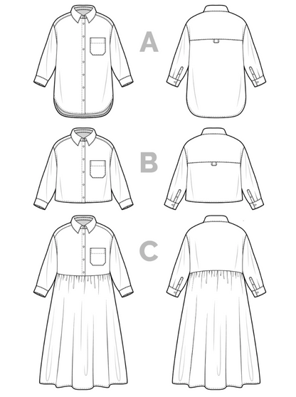 Jenna Shirt & Dress Size XXS - 4X | Paper Pattern
