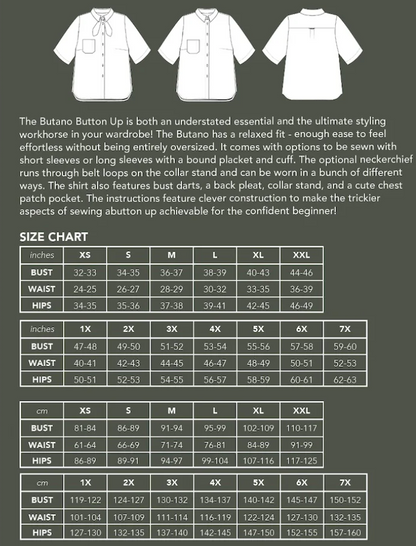 Butano Button Up Size XS-7X | Paper Pattern