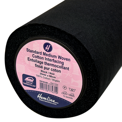 Fusible Woven Interfacing Medium Weight | Black