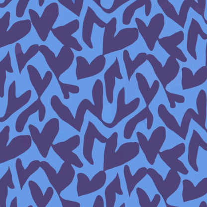 Blue Collage Hearts | Viscose Lawn