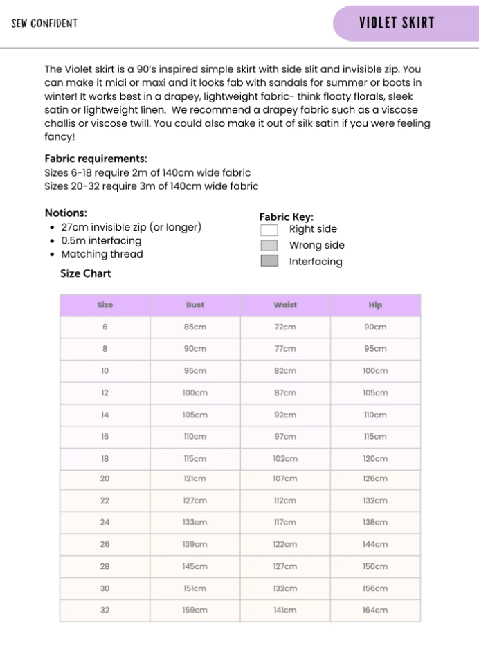 Violet Skirt | PDF Pattern