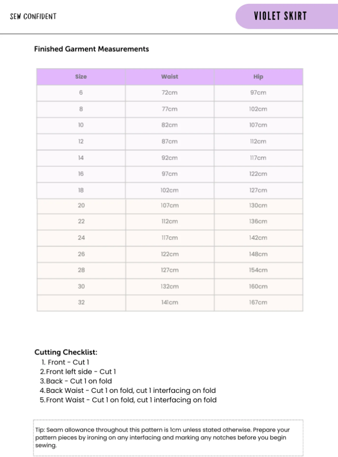 Violet Skirt | PDF Pattern