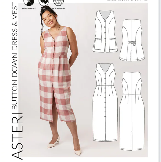 Asteri Dress & Vest Size 4-28 | Paper Pattern