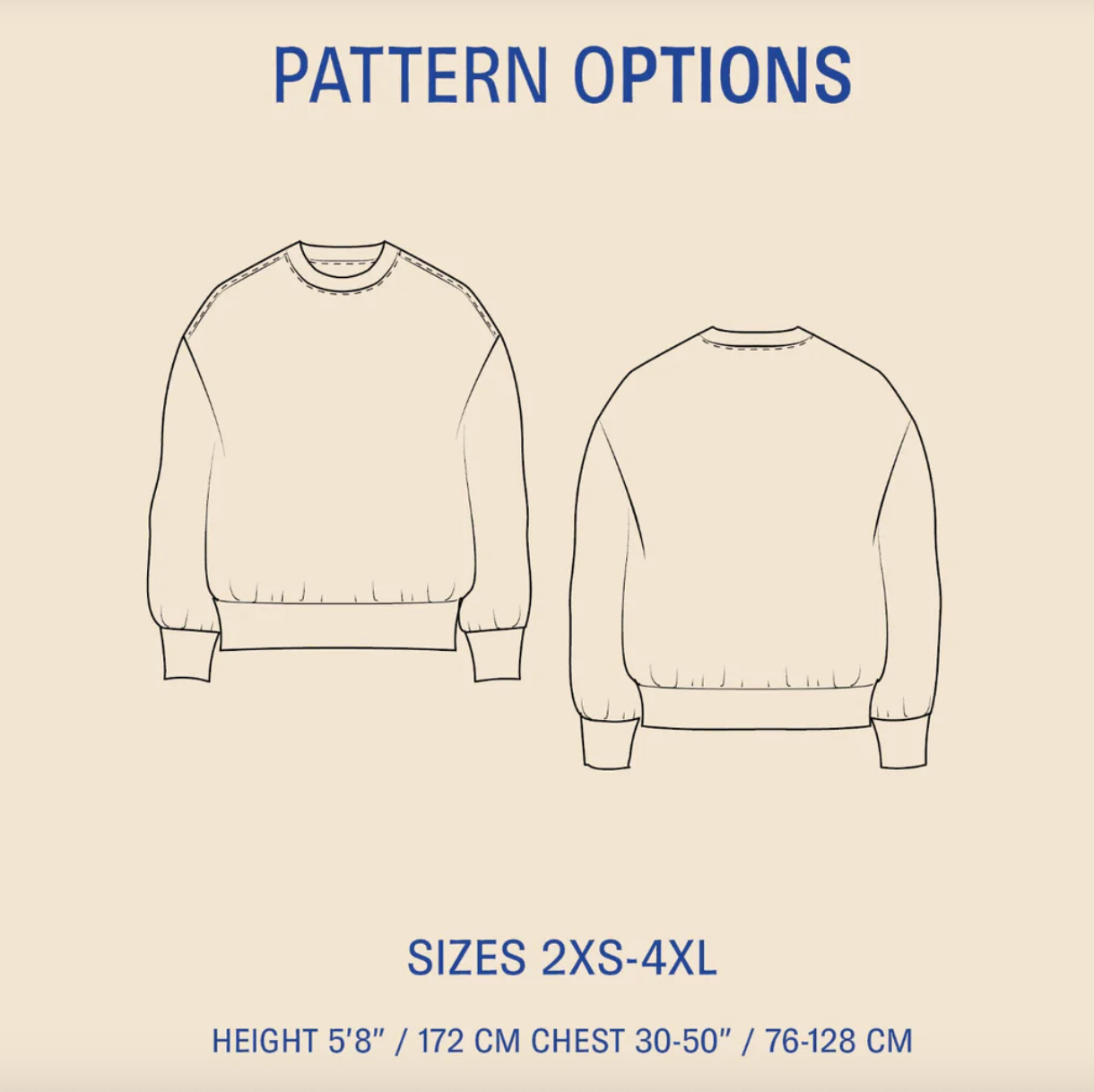 Boyfriend Sweater Size 2XS-4XL | Paper Pattern