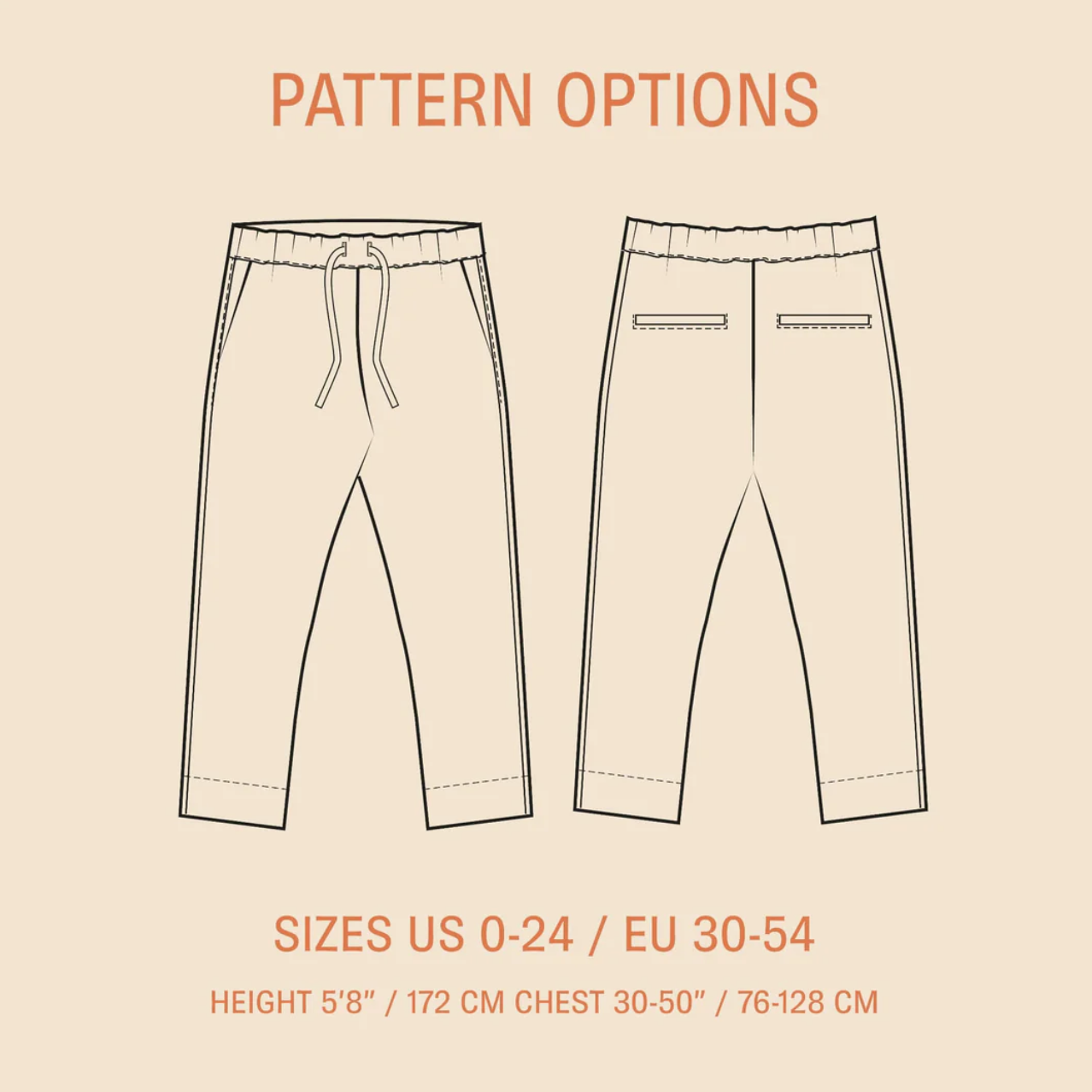 Easy Pants Size 0-24 | Paper Pattern