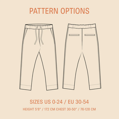 Easy Pants Size 0-24 | Paper Pattern