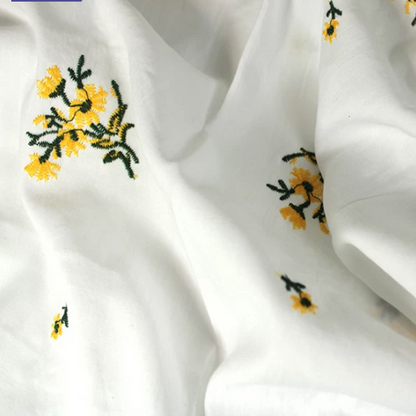 Embroidered Yellow Flowers | Cotton