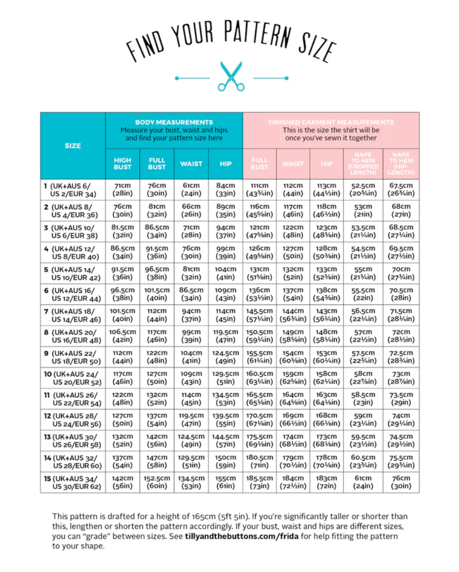 Frida Shirt Size 6-34 | Paper Pattern