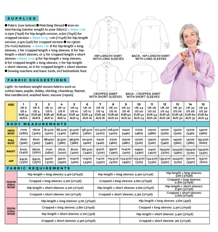 Frida Shirt Size 6-34 | Paper Pattern