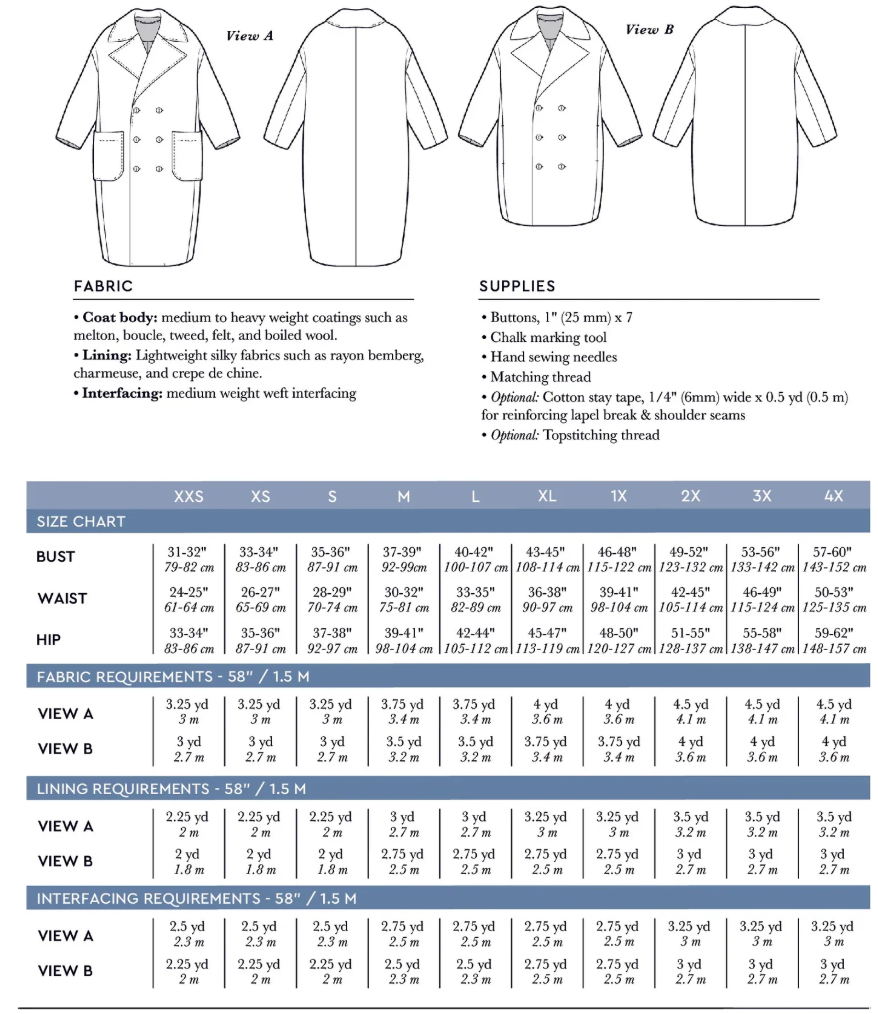 Phoebe Coat Size XXXS-4X
