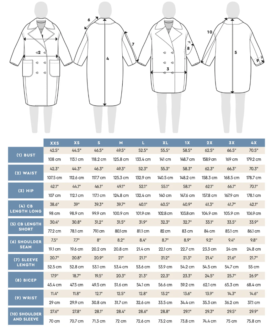 Phoebe Coat Size XXXS-4X