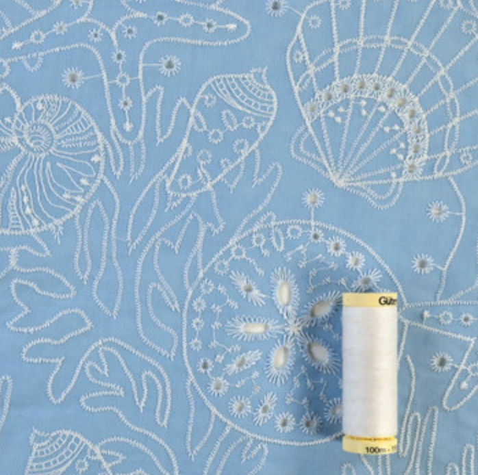Marina Cotton Broderie Anglaise | Sky Blue