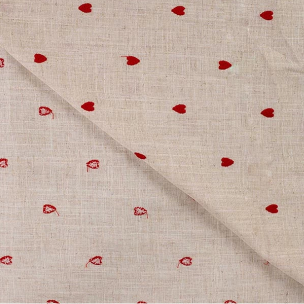 Embroidered hearts | Linen Mix