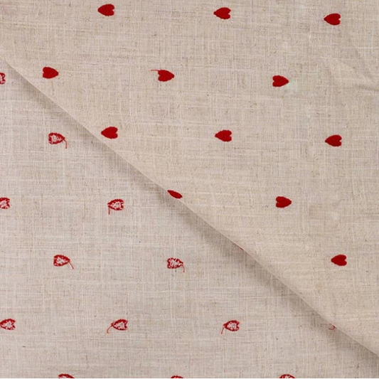 Embroidered hearts | Linen Mix