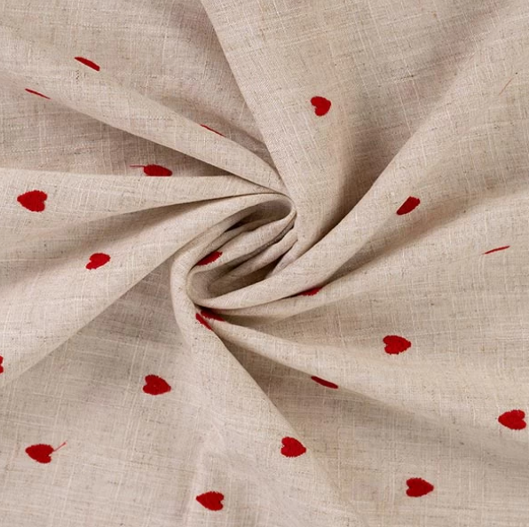 Embroidered hearts | Linen Mix