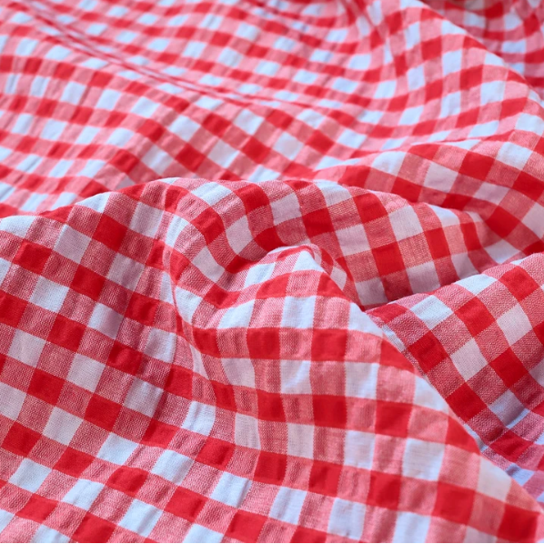 Arden Gingham Seersucker | Red and Sky