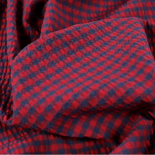 Rowan Gingham Seersucker | Claret and Navy