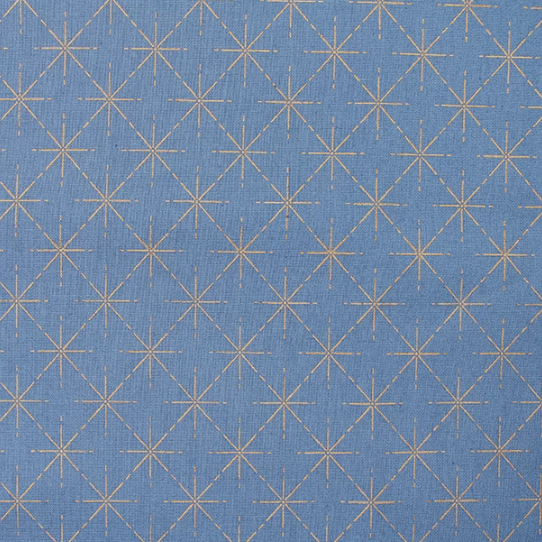 Geometric Rose Gold Stars Blue | Poplin