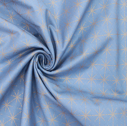 Geometric Rose Gold Stars Blue | Poplin