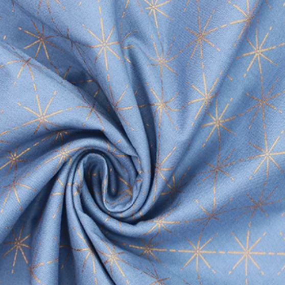 Geometric Rose Gold Stars Blue | Poplin