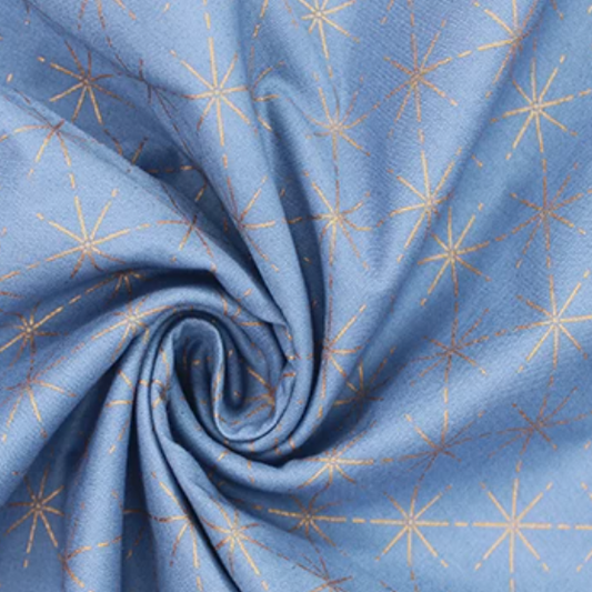 Geometric Rose Gold Stars Blue | Poplin