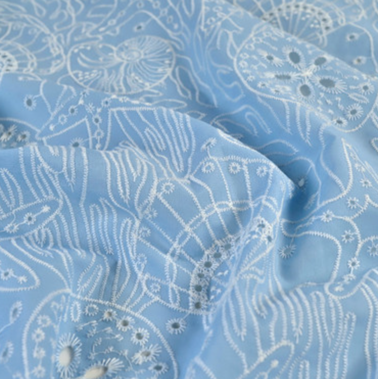 Marina Cotton Broderie Anglaise | Sky Blue
