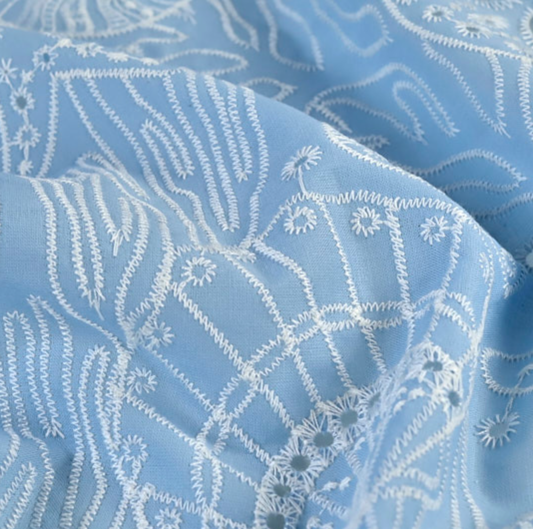 Marina Cotton Broderie Anglaise | Sky Blue