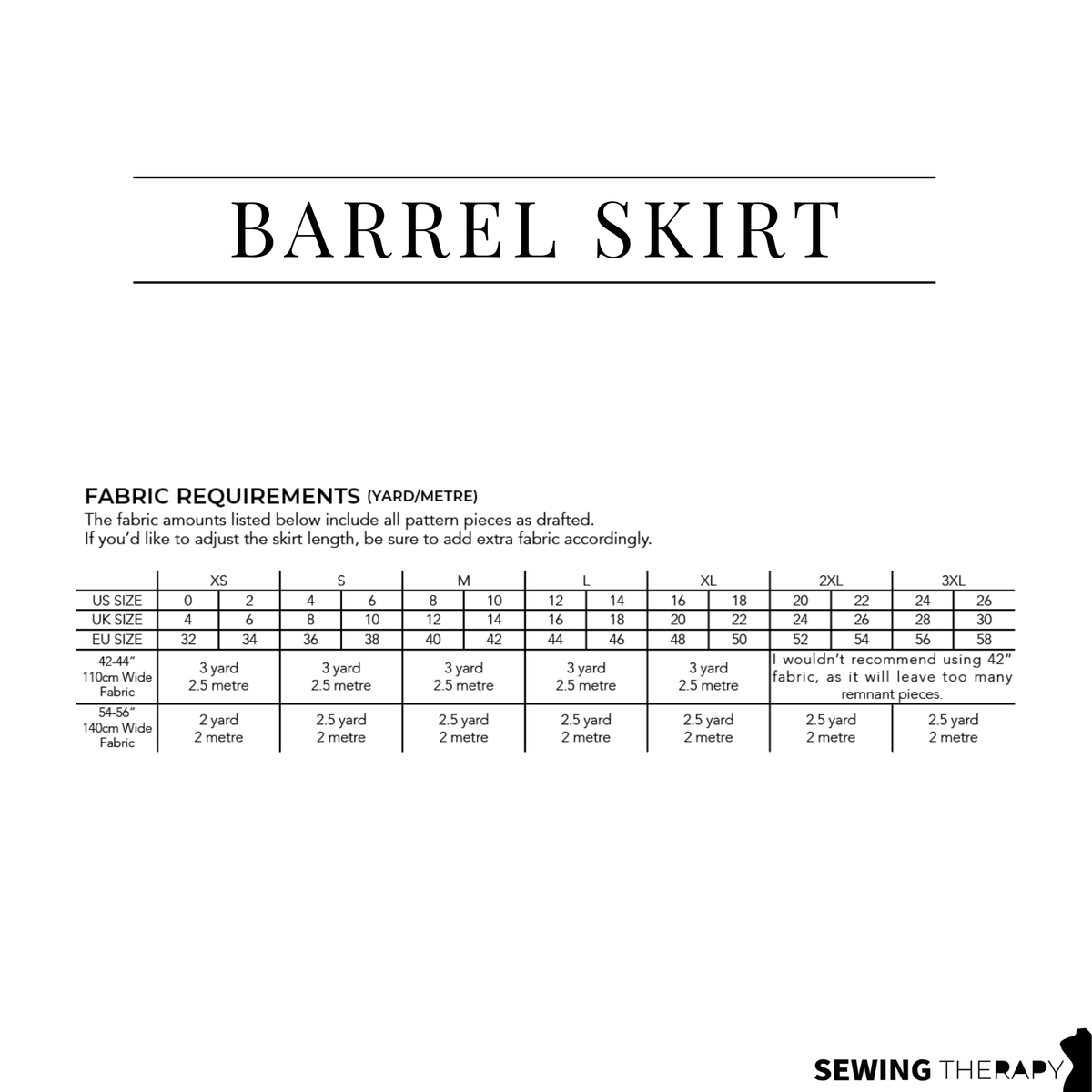 PDF Barrel Skirt Pattern - Sewing Therapy