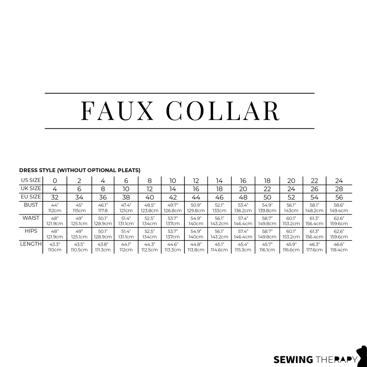 PDF Faux Collar Shirt and Dress Pattern - Sewing Therapy